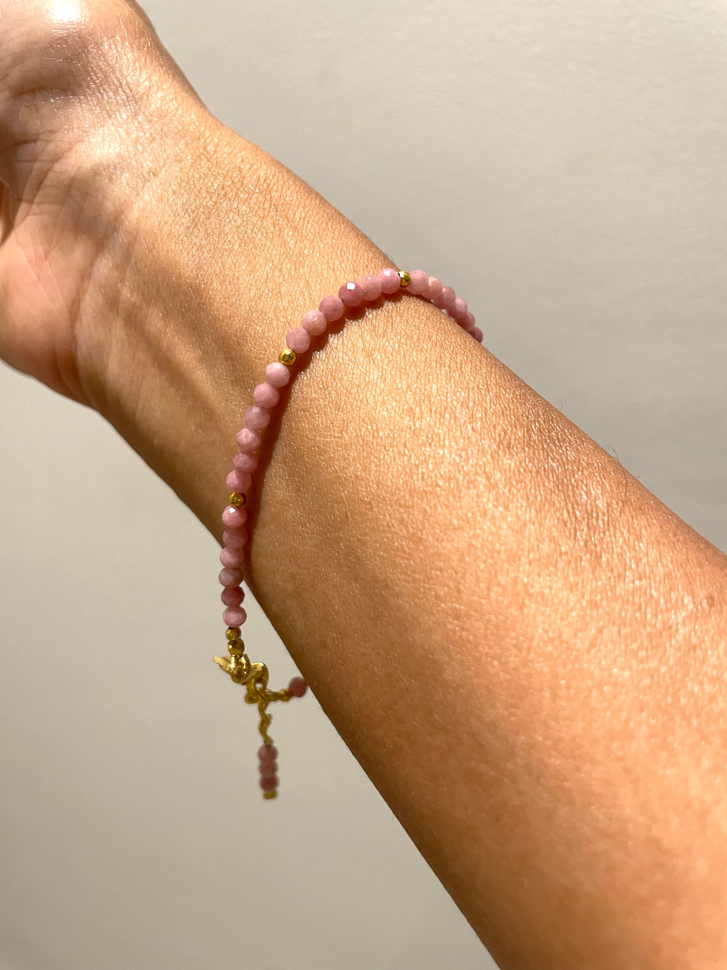 Gold polished beads with Rhodonite