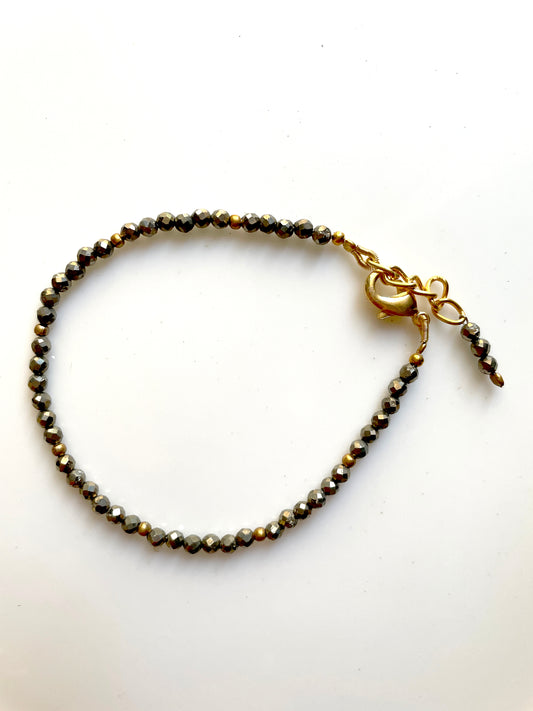 Gold polished beads with Pyrite